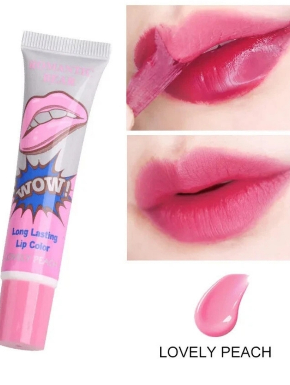 🍒 Peel Off Lip Tint WOW Long Lasting 💋 Lovely Peach 15g ✨